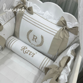 Enxoval de Berço Personalizado 08 Peças Imperial Caqui 200 Fios 4548
