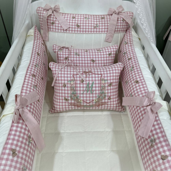 Enxoval de Berço Personalizado 08 Peças Jardim Encantado 200 Fios 4525