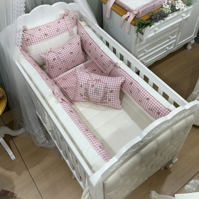 Enxoval de Berço Personalizado 08 Peças Jardim Encantado 200 Fios 4525
