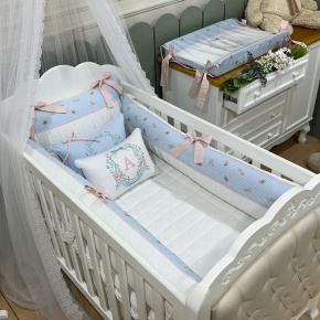 Enxoval de Berço Personalizado 08 Peças Jardim Encantado 200 Fios 4534