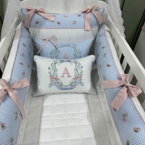 Enxoval de Berço Personalizado 08 Peças Jardim Encantado 200 Fios 4534