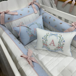 Enxoval de Berço Personalizado 08 Peças Jardim Encantado 200 Fios 4534