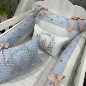 Enxoval de Berço Personalizado 08 Peças Jardim Encantado 200 Fios 4534