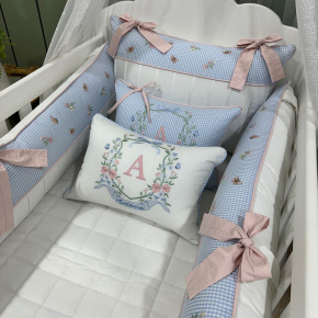 Enxoval de Berço Personalizado 08 Peças Jardim Encantado 200 Fios 4534