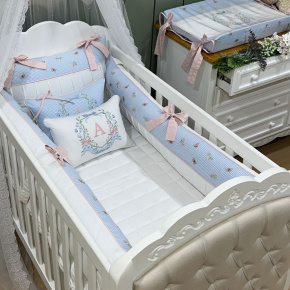 Enxoval de Berço Personalizado 08 Peças Jardim Encantado 200 Fios 4534