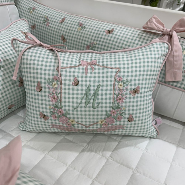 Enxoval de Berço Personalizado 08 Peças Jardim Encantado 200 Fios 4535