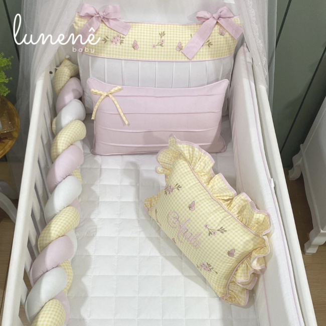 Enxoval de Berço Personalizado 08 Peças Jardim Encantado 200 Fios 4556