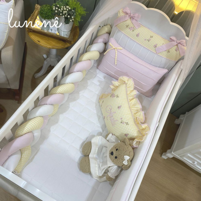 Enxoval de Berço Personalizado 08 Peças Jardim Encantado 200 Fios 4556