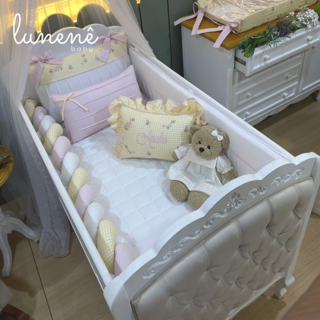 Enxoval de Berço Personalizado 08 Peças Jardim Encantado 200 Fios 4556