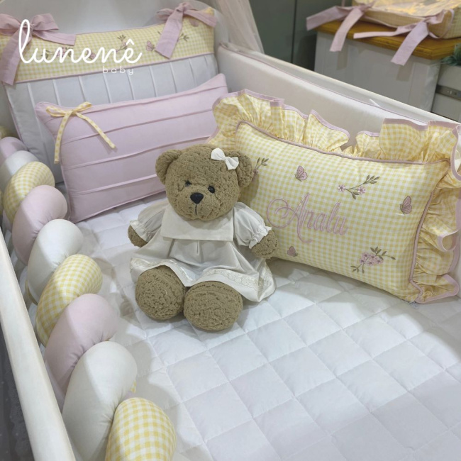 Enxoval de Berço Personalizado 08 Peças Jardim Encantado 200 Fios 4556