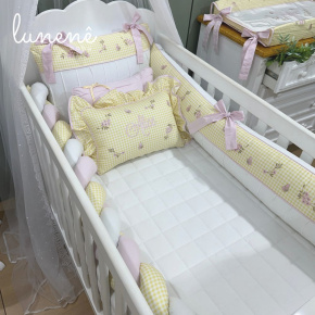 Enxoval de Berço Personalizado 08 Peças Jardim Encantado 200 Fios 4556