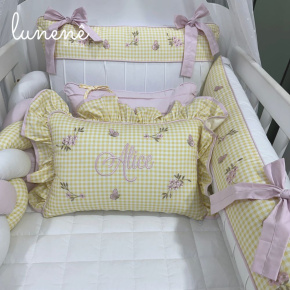 Enxoval de Berço Personalizado 08 Peças Jardim Encantado 200 Fios 4556