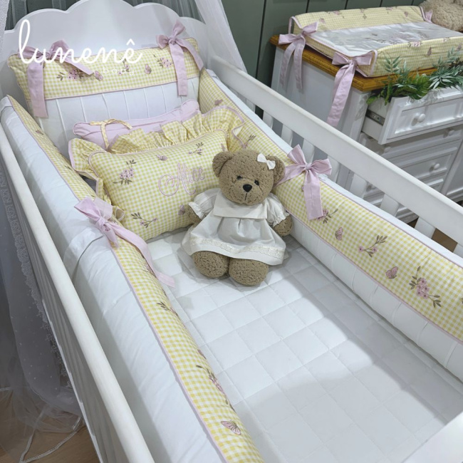 Enxoval de Berço Personalizado 08 Peças Jardim Encantado 4556