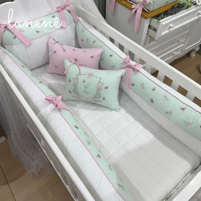 Enxoval de Berço Personalizado 08 Peças Jardim Encantado 4587