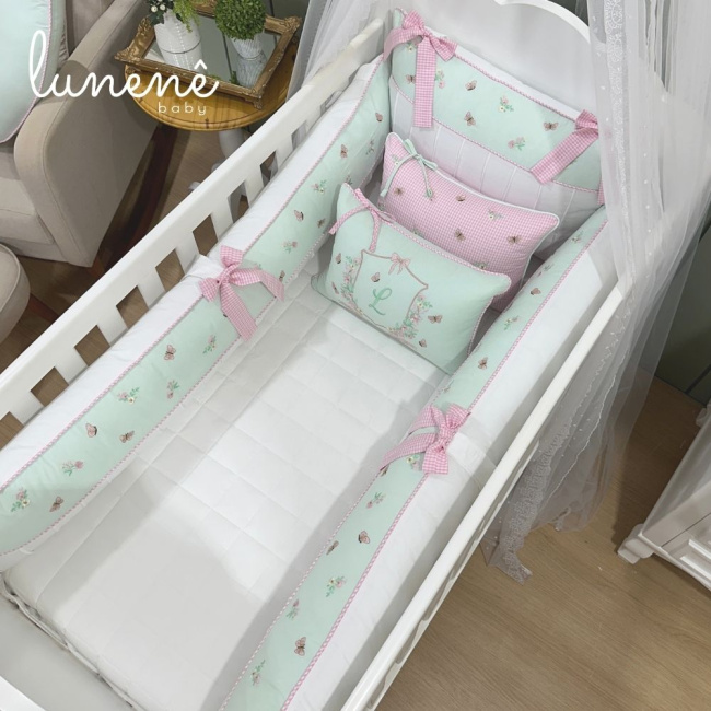 Enxoval de Berço Personalizado 08 Peças Jardim Encantado 4587