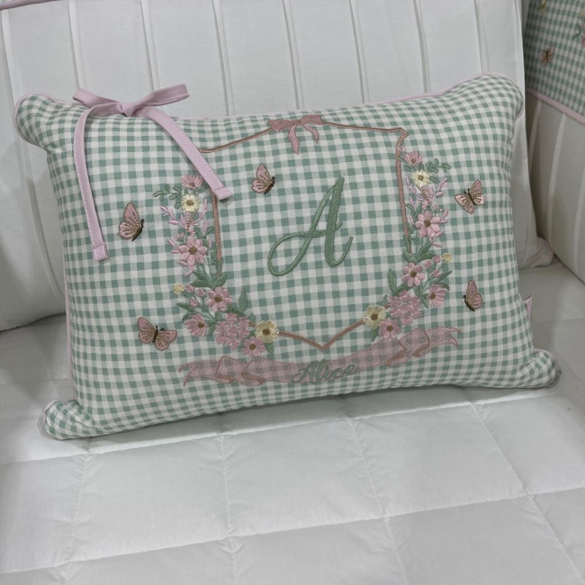 Enxoval de Berço Personalizado 08 Peças Jardim Encantado com nome Alice 4494