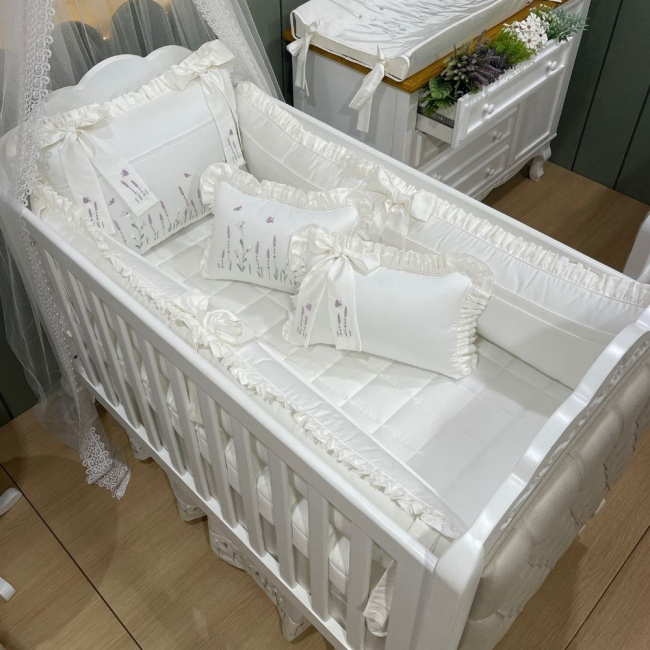 Enxoval de Berço Personalizado 08 Peças Lavanda Baby 400 Fios 4499