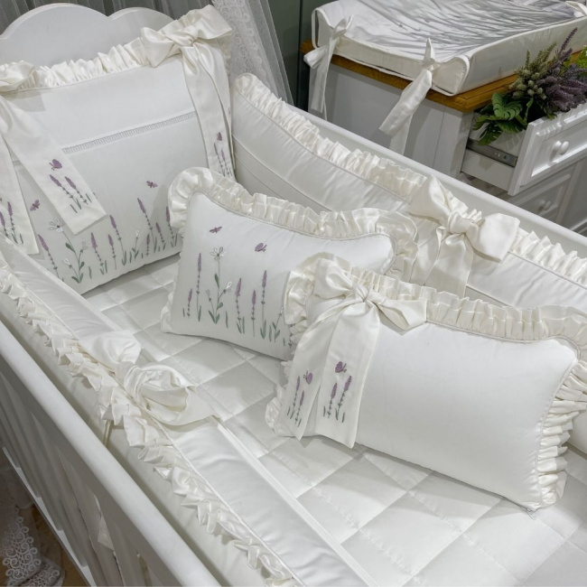 Enxoval de Berço Personalizado 08 Peças Lavanda Baby 400 Fios 4499