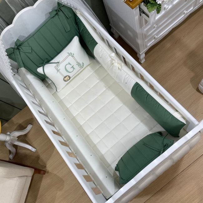 Enxoval de Berço Personalizado 08 Peças Leão Malva 400 Fios 4509