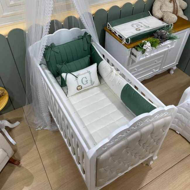 Enxoval de Berço Personalizado 08 Peças Leão Malva 400 Fios 4509