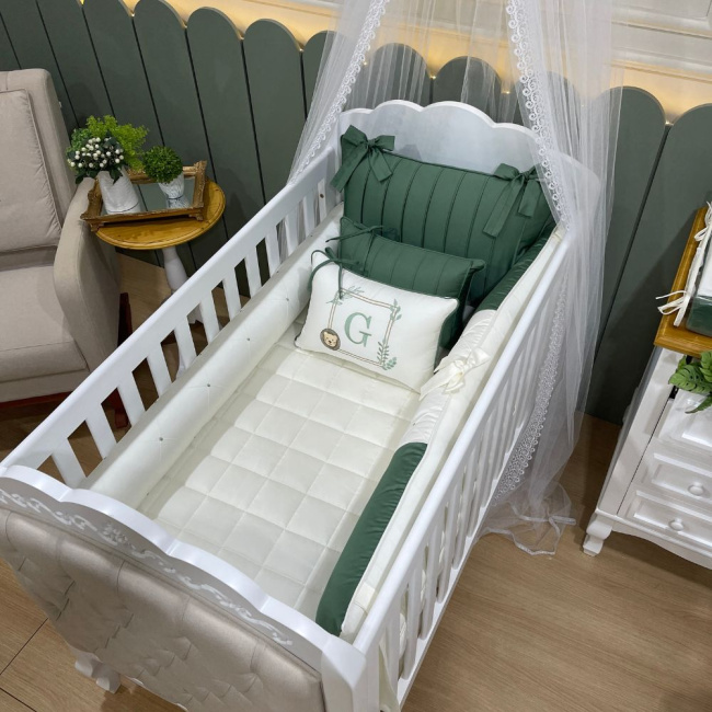 Enxoval de Berço Personalizado 08 Peças Leão Malva 400 Fios 4509