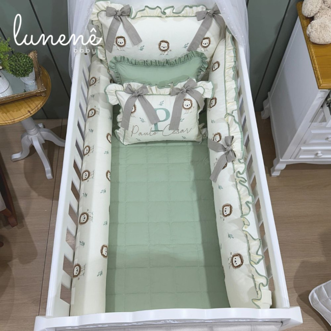 Enxoval de Berço Personalizado 08 Peças Leãozinho Personale Baby 160 Fios