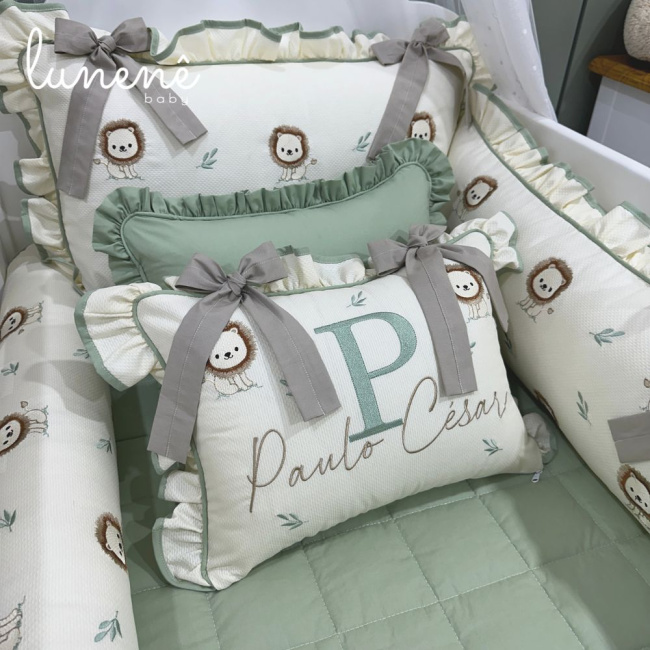 Enxoval de Berço Personalizado 08 Peças Leãozinho Personale Baby 160 Fios