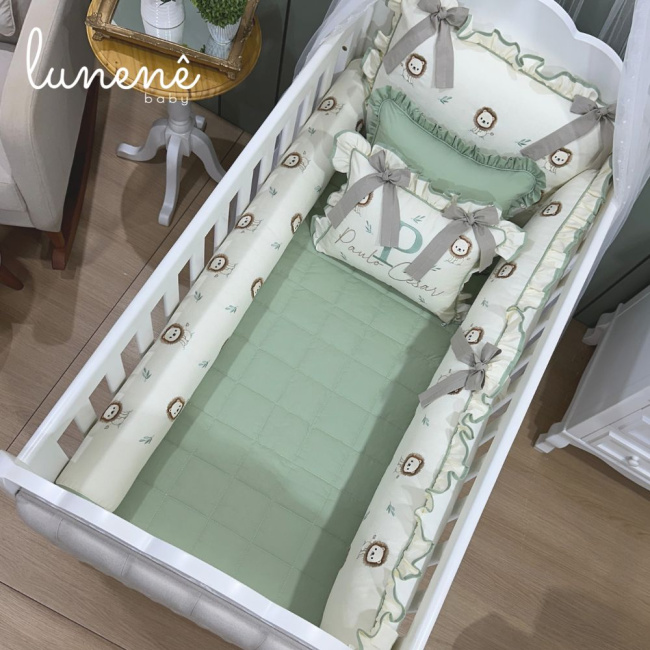 Enxoval de Berço Personalizado 08 Peças Leãozinho Personale Baby 160 Fios