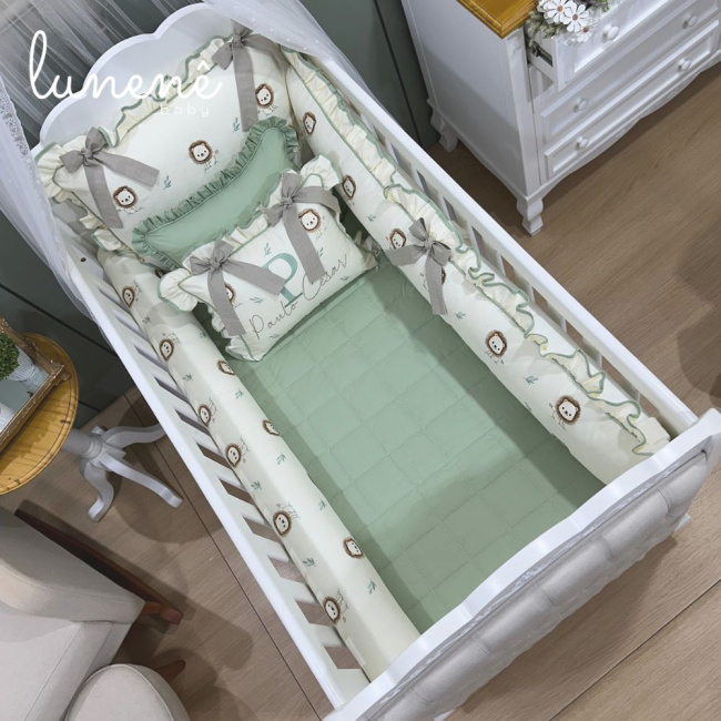 Enxoval de Berço Personalizado 08 Peças Leãozinho Personale Baby 160 Fios