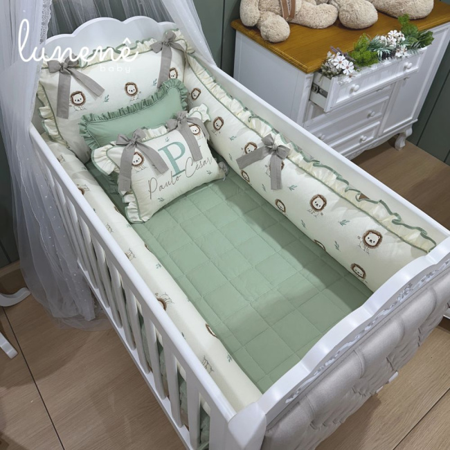 Enxoval de Berço Personalizado 08 Peças Leãozinho Personale Baby 160 Fios