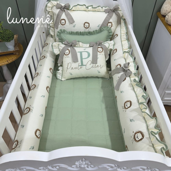 Enxoval de Berço Personalizado 08 Peças Leãozinho Personale Baby 160 Fios