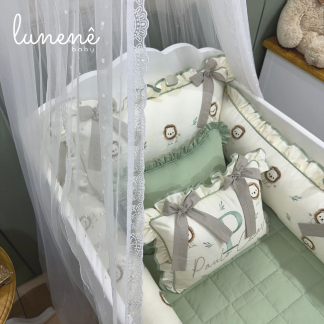 Enxoval de Berço Personalizado 08 Peças Leãozinho Personale Baby 160 Fios