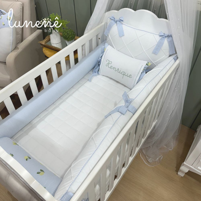 Enxoval de Berço Personalizado 08 Peças Limãozinho 200 Fios 4567