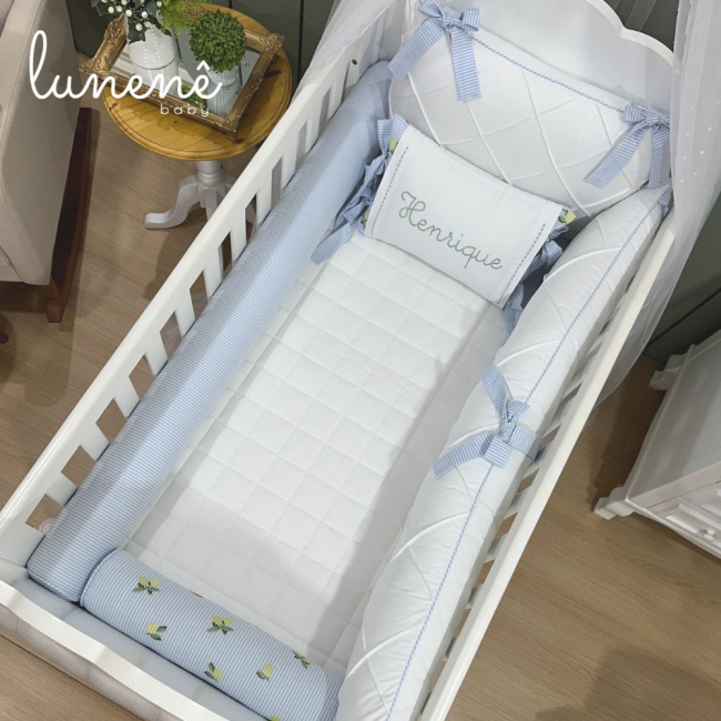 Enxoval de Berço Personalizado 08 Peças Limãozinho 200 Fios 4567