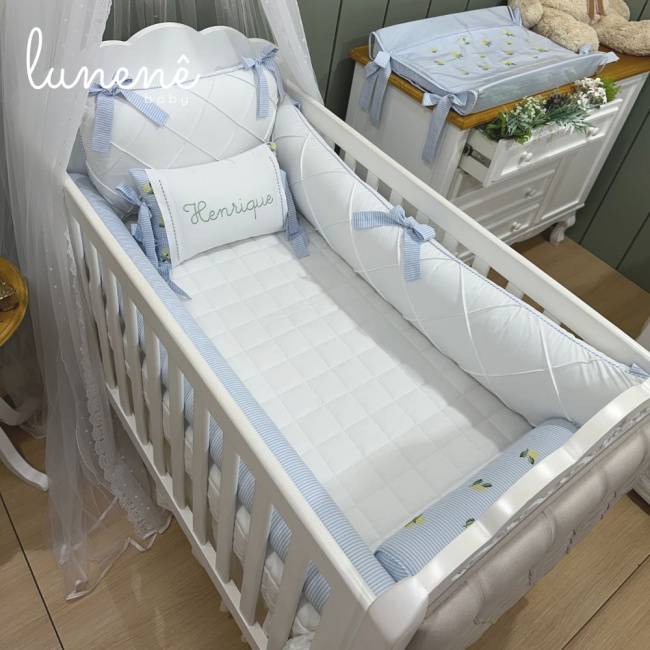 Enxoval de Berço Personalizado 08 Peças Limãozinho 200 Fios 4567