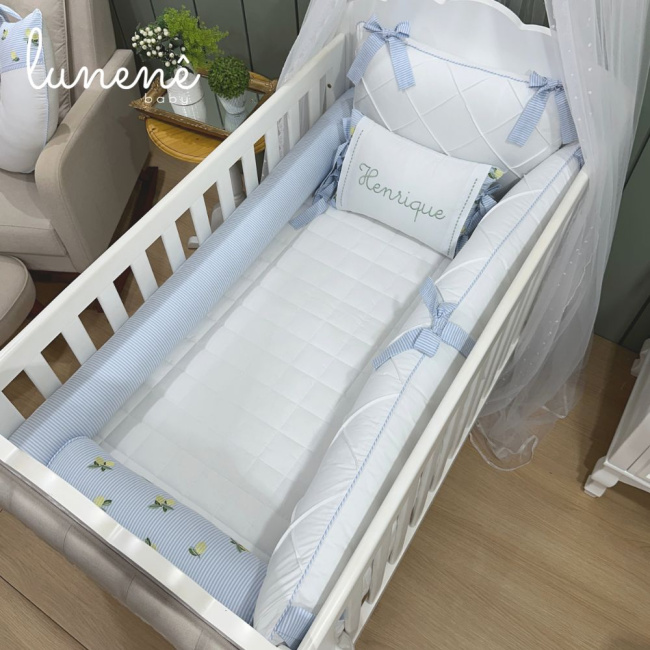 Enxoval de Berço Personalizado 08 Peças Limãozinho 200 Fios 4567