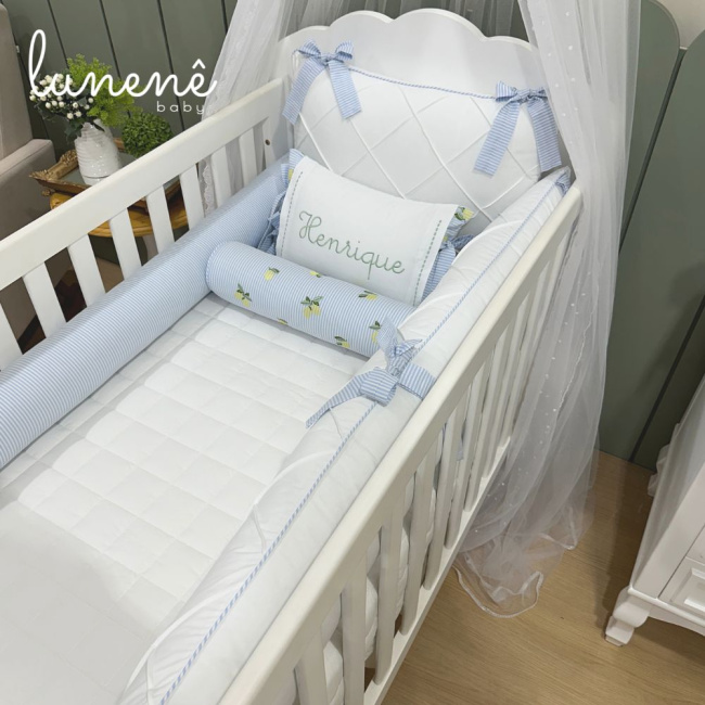 Enxoval de Berço Personalizado 08 Peças Limãozinho 200 Fios 4567