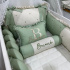 Enxoval de Berço Personalizado 08 Peças Linho Baby Bege Verde 200 Fios