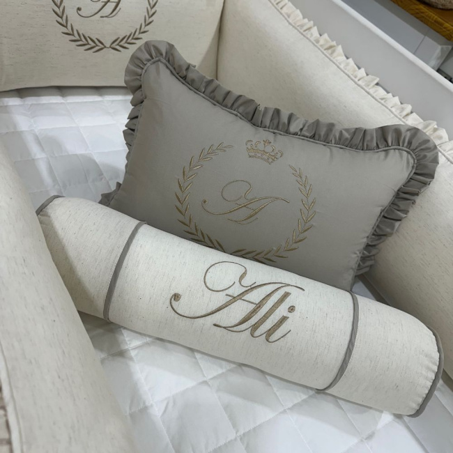 Enxoval de Berço Personalizado 08 Peças Linho Baby Fendi 200 Fios
