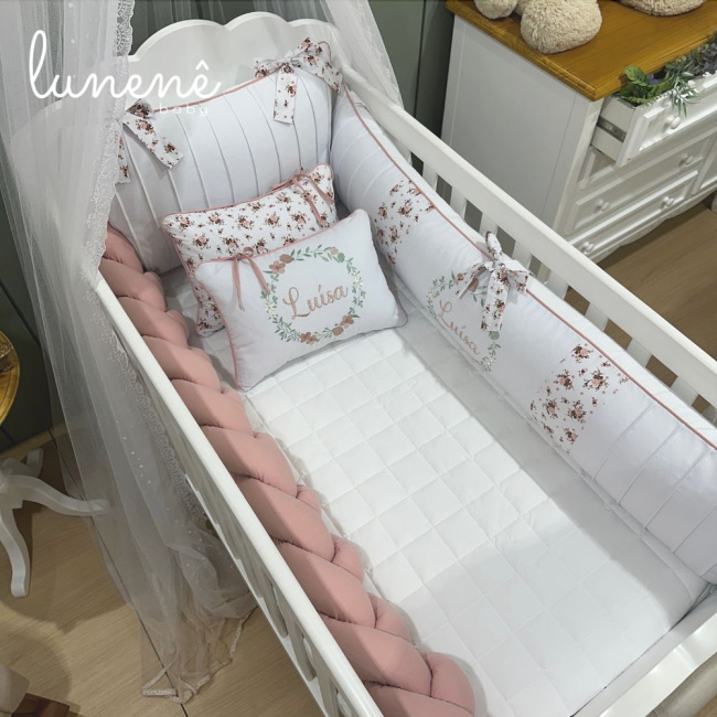Enxoval de Berço Personalizado 08 Peças Luísa 140 Fios