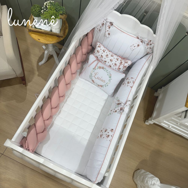 Enxoval de Berço Personalizado 08 Peças Luísa 140 Fios