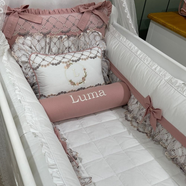 Enxoval de Berço Personalizado 08 Peças Luma Baby 200 Fios 4508