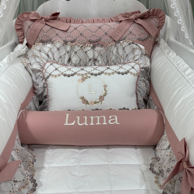 Enxoval de Berço Personalizado 08 Peças Luma Baby 200 Fios 4508