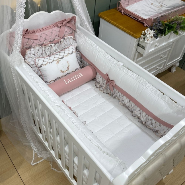 Enxoval de Berço Personalizado 08 Peças Luma Baby 200 Fios 4508