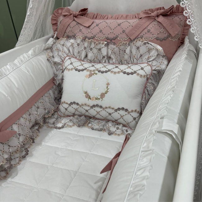 Enxoval de Berço Personalizado 08 Peças Luma Baby 200 Fios 4508