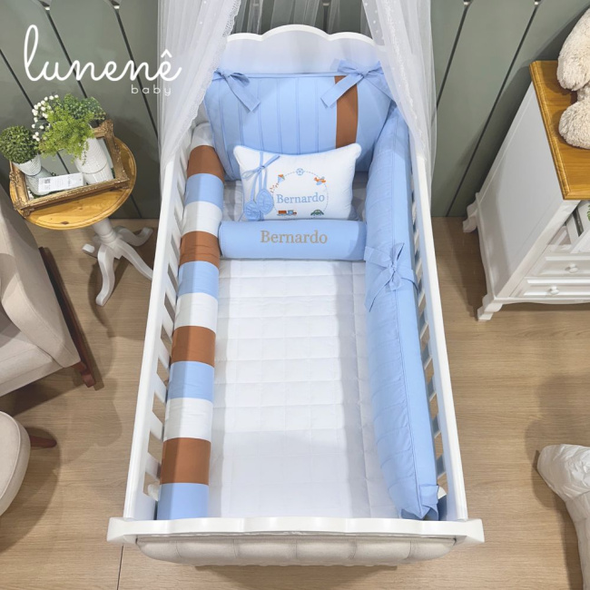 Enxoval de Berço Personalizado 08 Peças Lunenê Baby 200 Fios 4540