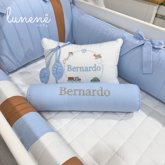 Enxoval de Berço Personalizado 08 Peças Lunenê Baby 200 Fios 4540