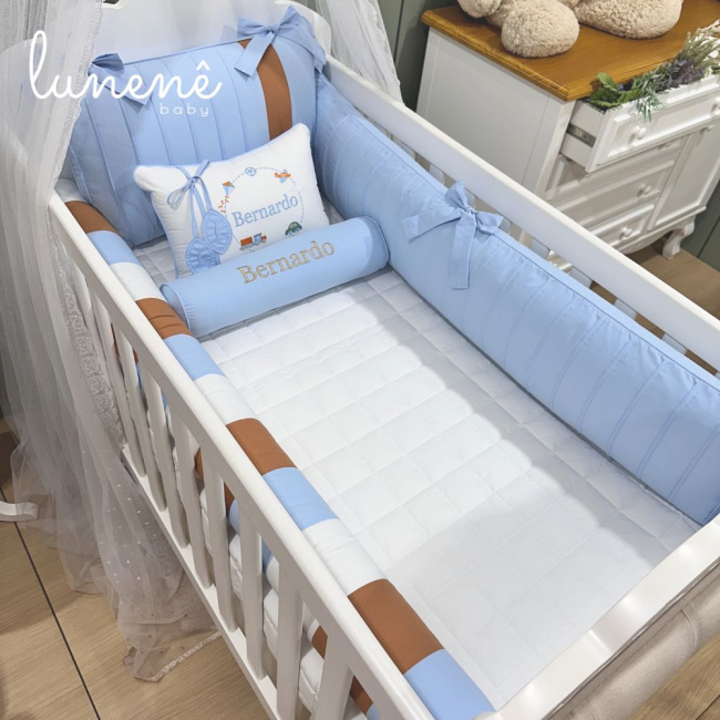 Enxoval de Berço Personalizado 08 Peças Lunenê Baby 200 Fios 4540