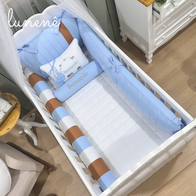 Enxoval de Berço Personalizado 08 Peças Lunenê Baby 200 Fios 4540