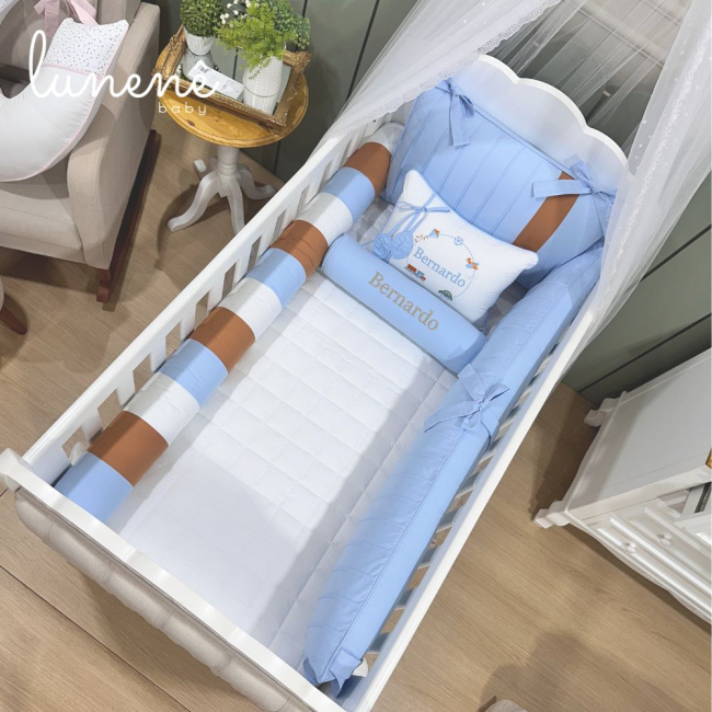Enxoval de Berço Personalizado 08 Peças Lunenê Baby 200 Fios 4540